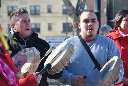 Drummers in downtown Fargo - photograph by C.S. Hagen
