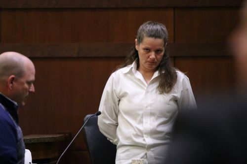 Brooke Lynn Crews shortly before being led away by law enforcement - photograph by C.S. Hagen