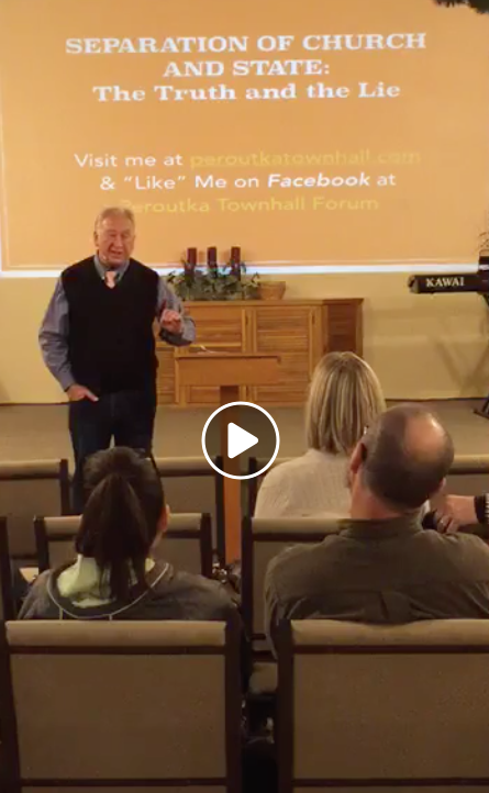 Screenshot of Michael Anthony Peroutka speaking at a church in early March - Facebook